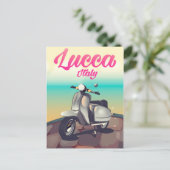 Lucca Italië scooter reisposter print. Briefkaart (Staand voorkant)