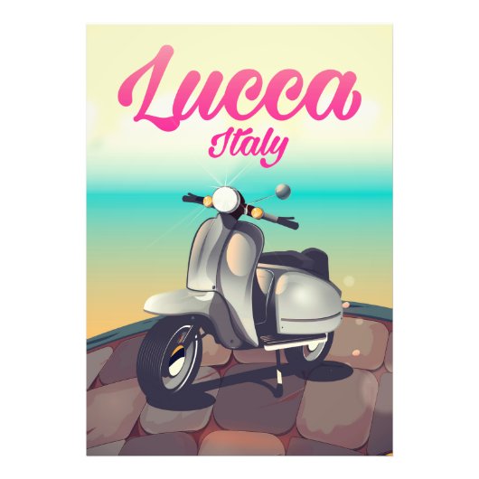 Lucca Italië scooter reisposter print. Foto Afdruk (Voorkant)
