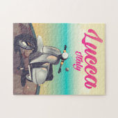 Lucca Italië scooter reisposter print. Legpuzzel (Horizontaal)