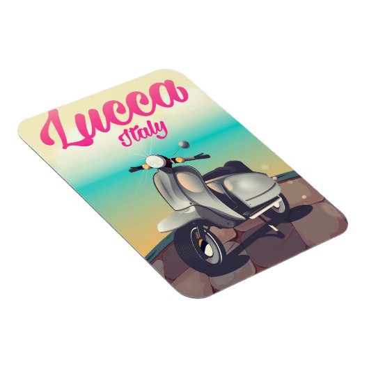 Lucca Italië scooter reisposter print. Magneet (Rechterzijde)