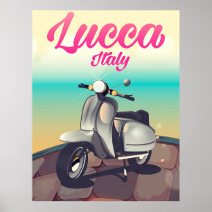 Lucca Italië scooter reisposter print. Poster
