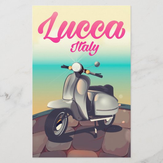 Lucca Italy Scooter reisposter print. Briefpapier (Voorkant)