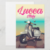 Lucca Italy Scooter reisposter print. Briefpapier (Voorkant / Achterkant)