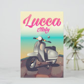 Lucca Italy Scooter reisposter print. Briefpapier (Staand voorkant)