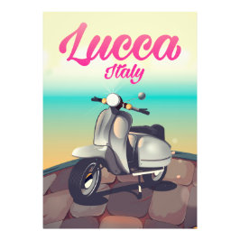 Lucca Italy Scooter reisposter print. Foto Afdruk