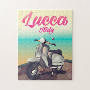 Lucca Italy Scooter reisposter print. Legpuzzel