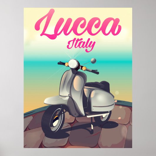 Lucca Italy Scooter reisposter print. Poster (Voorkant)