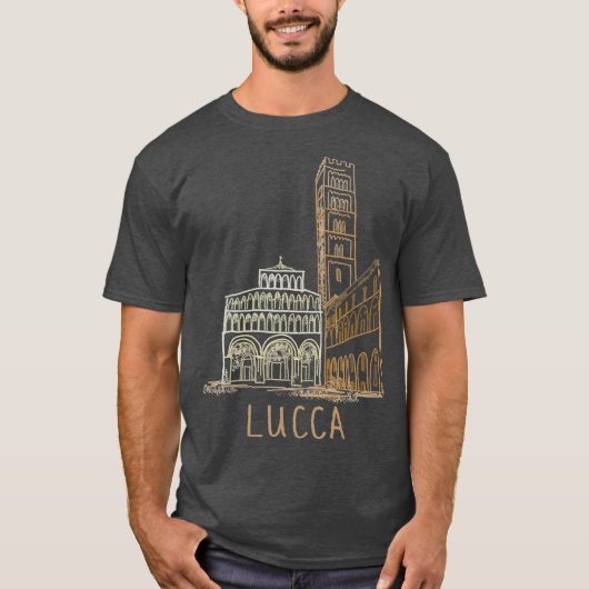 Lucca Italy Unique Hand Drawn Art Gift Men Women T-shirt (Voorkant)