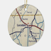 Lucedale MS kaart Keramisch Ornament (Links)