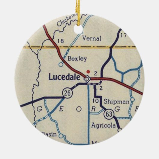 Lucedale MS  kaart Keramisch Ornament (Achterkant)