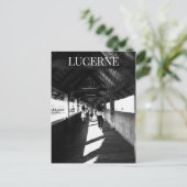 Lucerne Chapel Bridge + Toeristen Zwitserland BW Briefkaart (Staand voorkant)