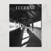 Lucerne Chapel Bridge + Toeristen Zwitserland BW Briefkaart (Voorkant)
