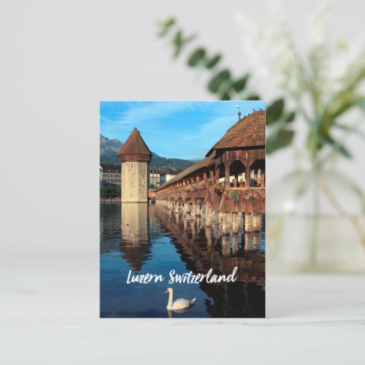 Lucerne Chapel-brug in Zwitserland Briefkaart (Staand voorkant)