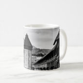 Lucerne city chapel bridge black/white photo mug mok (Voorkant rechts)