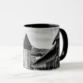 Lucerne city chapel bridge black/white photo mug mok (Voorkant rechts)
