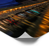 Lucerne Zwitserland Chapel Bridge at Night Poster (Hoek)
