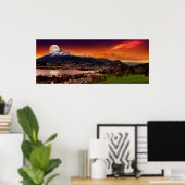 Lucerne Zwitserland en de maan over Mount Pilatus Poster (Thuiskantoor)