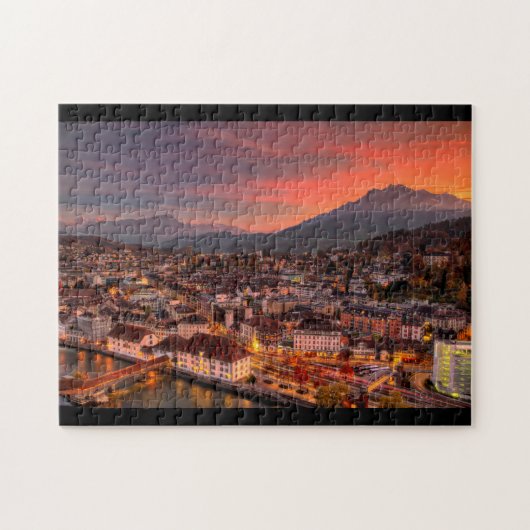Lucerne Zwitserland HDR Fine Art Puzzle Legpuzzel (Horizontaal)