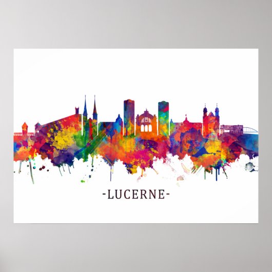 Lucerne Zwitserland Skyline Poster (Voorkant)