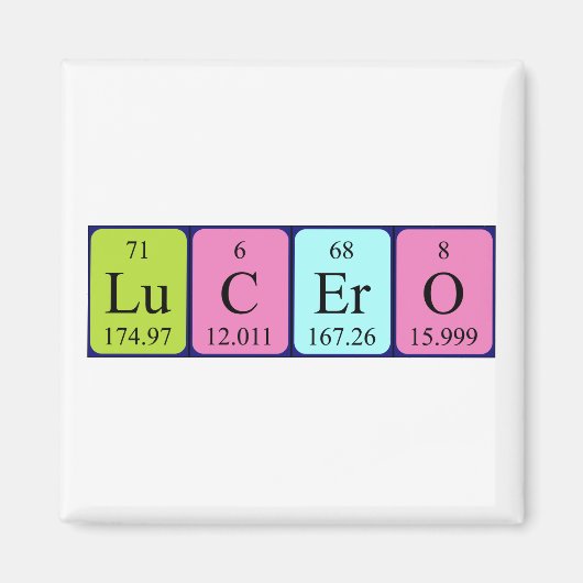 Lucero periodieke table name magnet (Voorkant)