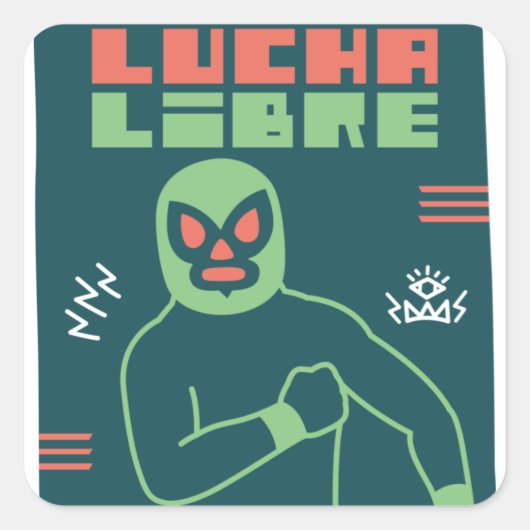 LUCHA LIBRE#120 VIERKANTE STICKER (Voorkant)