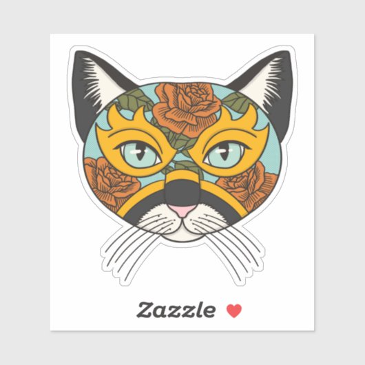 Lucha Libre Cat Sticker (Vel)