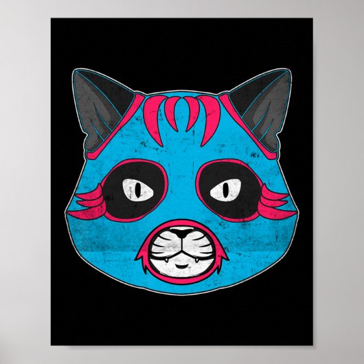 Lucha Libre Cat Wears Luchador Wrestling Masker Poster (Voorkant)