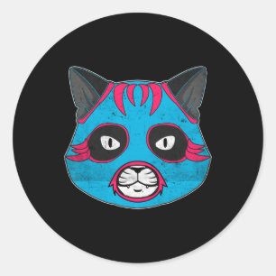 Lucha Libre Cat Wears Luchador Wrestling Masker Ronde Sticker