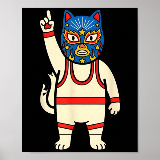 Lucha Libre Kat Worstelen Luchador Grappig Retro Poster (Voorkant)