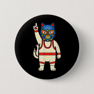 Lucha Libre Kat Worstelen Luchador Grappig Retro Ronde Button 5,7 Cm