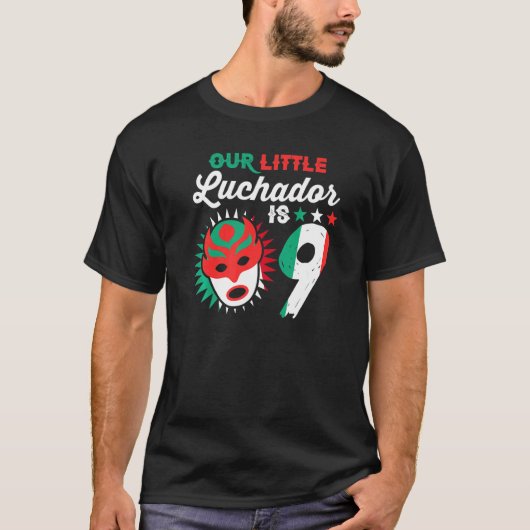 Lucha Libre Kinder 9e Verjaardag Onze Kleine Lucha T-shirt (Voorkant)
