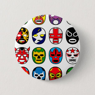 Lucha Libre Luchador Mexican Wrestling Maskers Ronde Button 5,7 Cm