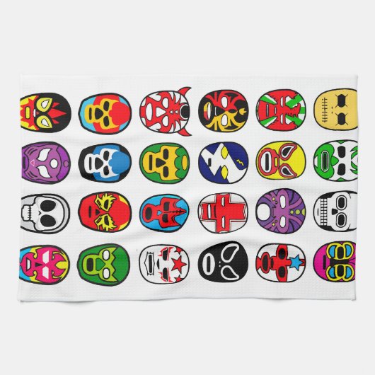 Lucha Libre Luchador Mexican Wrestling Maskers Theedoek (Horizontaal)