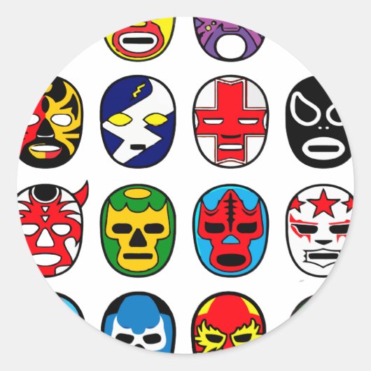 Lucha Libre Luchador Mexican Wrestling Mmaskers Ronde Sticker (Voorkant)