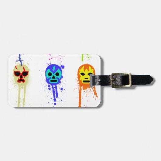 Lucha Libre Mask Mexican Wrestling Paint Drip Bagagelabel (Voorkant horizontaal)