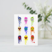 Lucha Libre Mask Mexican Wrestling Paint Drip Briefkaart (Staand voorkant)