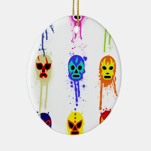 Lucha Libre Mask Mexican Wrestling Paint Drip Keramisch Ornament (Rechts)