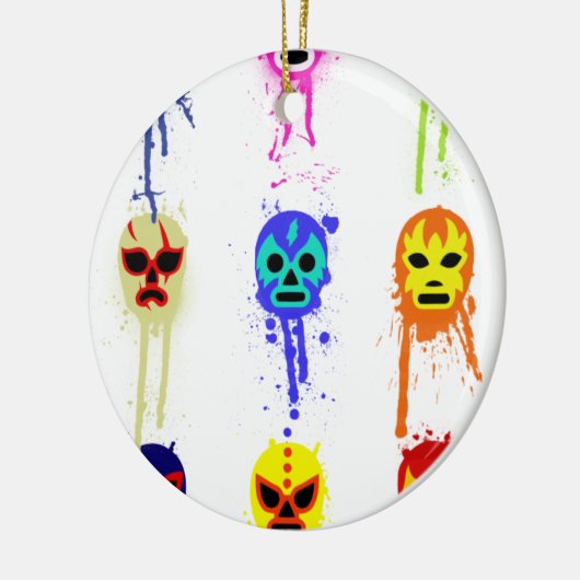 Lucha Libre Mask Mexican Wrestling Paint Drip Keramisch Ornament (Links)