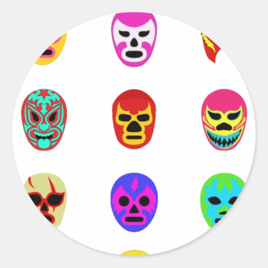 Lucha Libre Mask Mexican Wrestling Ronde Sticker (Voorkant)