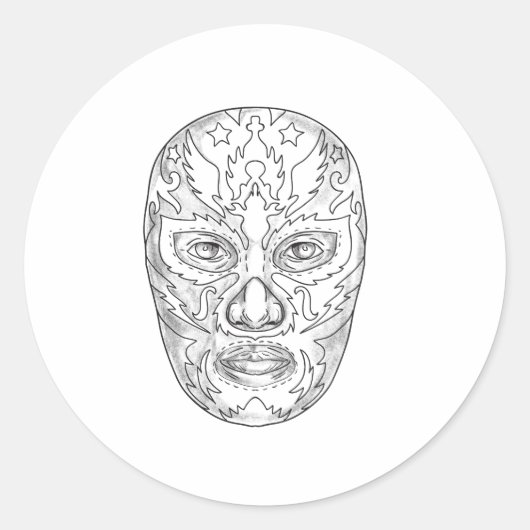 Lucha Libre Mask Tattoo Ronde Sticker (Voorkant)