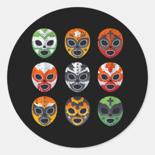 Lucha Libre maskeert Shirt Boy Mannen Mexicaans wo Ronde Sticker