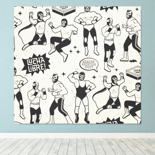 Lucha Libre: Mexicaans worstelaarpatroon Canvas Afdruk (Insitu (Houten vloer))
