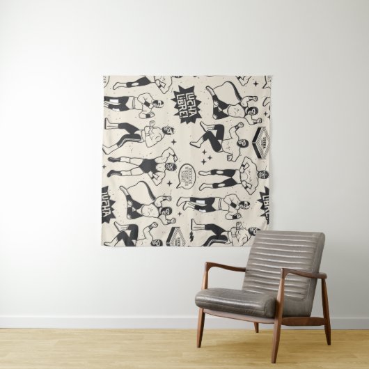 Lucha Libre: Mexicaans worstelaarpatroon Wandkleed (In Situ (horizontaal))