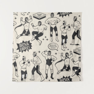 Lucha Libre: Mexicaans worstelaarpatroon Wandkleed