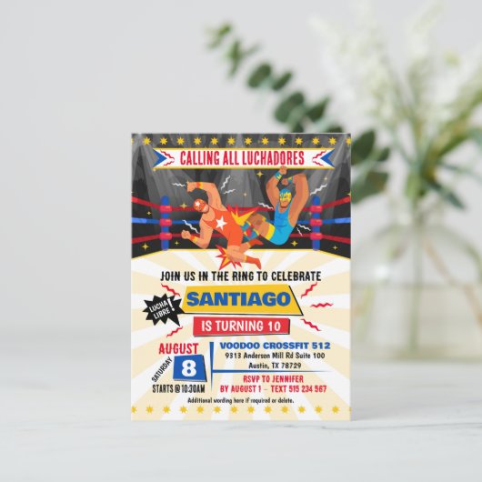 Lucha Libre Mexicaans worstelen Uitnodiging Verjaa (Staand voorkant)