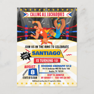 Lucha Libre Mexicaans Worstelen Verjaardagsuitnodi Briefkaart
