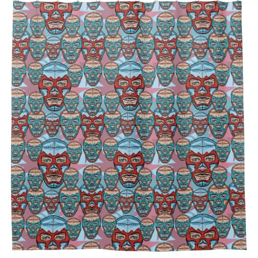 Lucha Libre Mexican Wrestler Shower Curtain Douchegordijn (Voorkant)