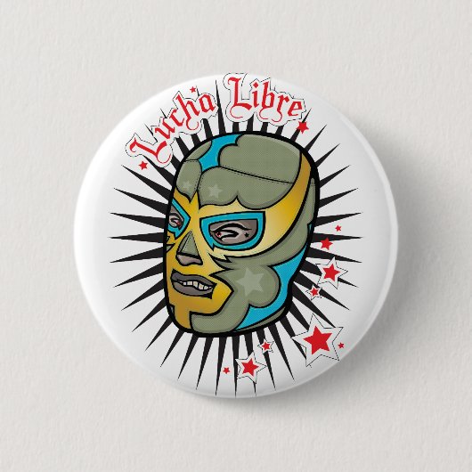Lucha Libre Mexican Wrestling Mask Ronde Button 5,7 Cm (Voorkant)
