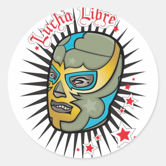 Lucha Libre Mexican Wrestling Mask Ronde Sticker (Voorkant)
