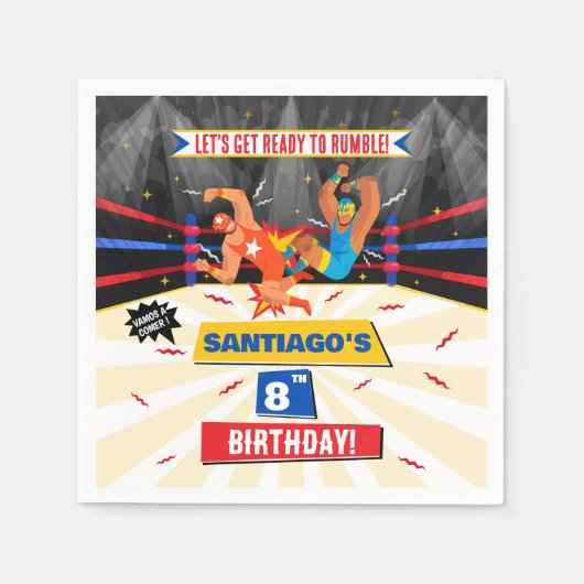 Lucha Libre Mexican Wrestling Party Papier Napkin Servet (Voorkant)